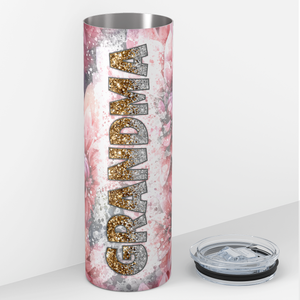 Grandma Glitter and Flowers 20oz Skinny Tumbler