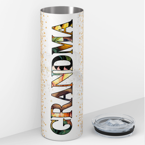 Grandma Glitter and Sunflowers 20oz Skinny Tumbler