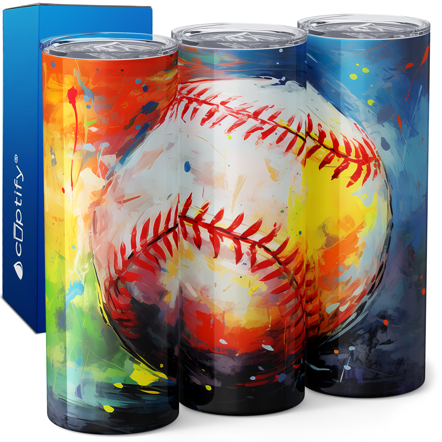 Baseball Colorful Painting 20oz Skinny Tumbler