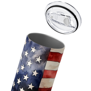 Baseball on American Flag Painting 20oz Skinny Tumbler