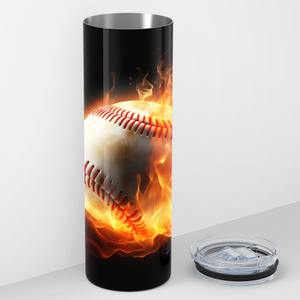 Baseball on Fire 20oz Skinny Tumbler