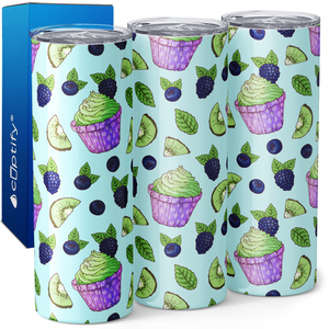 Blueberry Black Raspberry Kiwi Cupcakes 20oz Skinny Tumbler