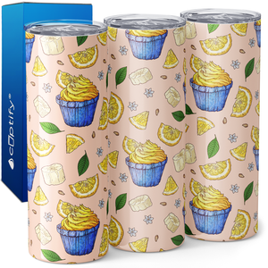 Lemon and Banana Yellow Cupcakes 20oz Skinny Tumbler