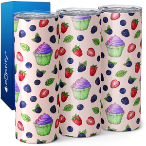 Blueberry Black Raspberry Strawberry Cupcakes 20oz Skinny Tumbler