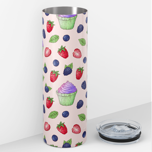 Blueberry Black Raspberry Strawberry Cupcakes 20oz Skinny Tumbler