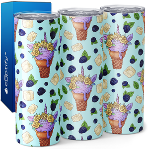 Blueberry Black Raspberry Banana Unicorn Cupcakes 20oz Skinny Tumbler