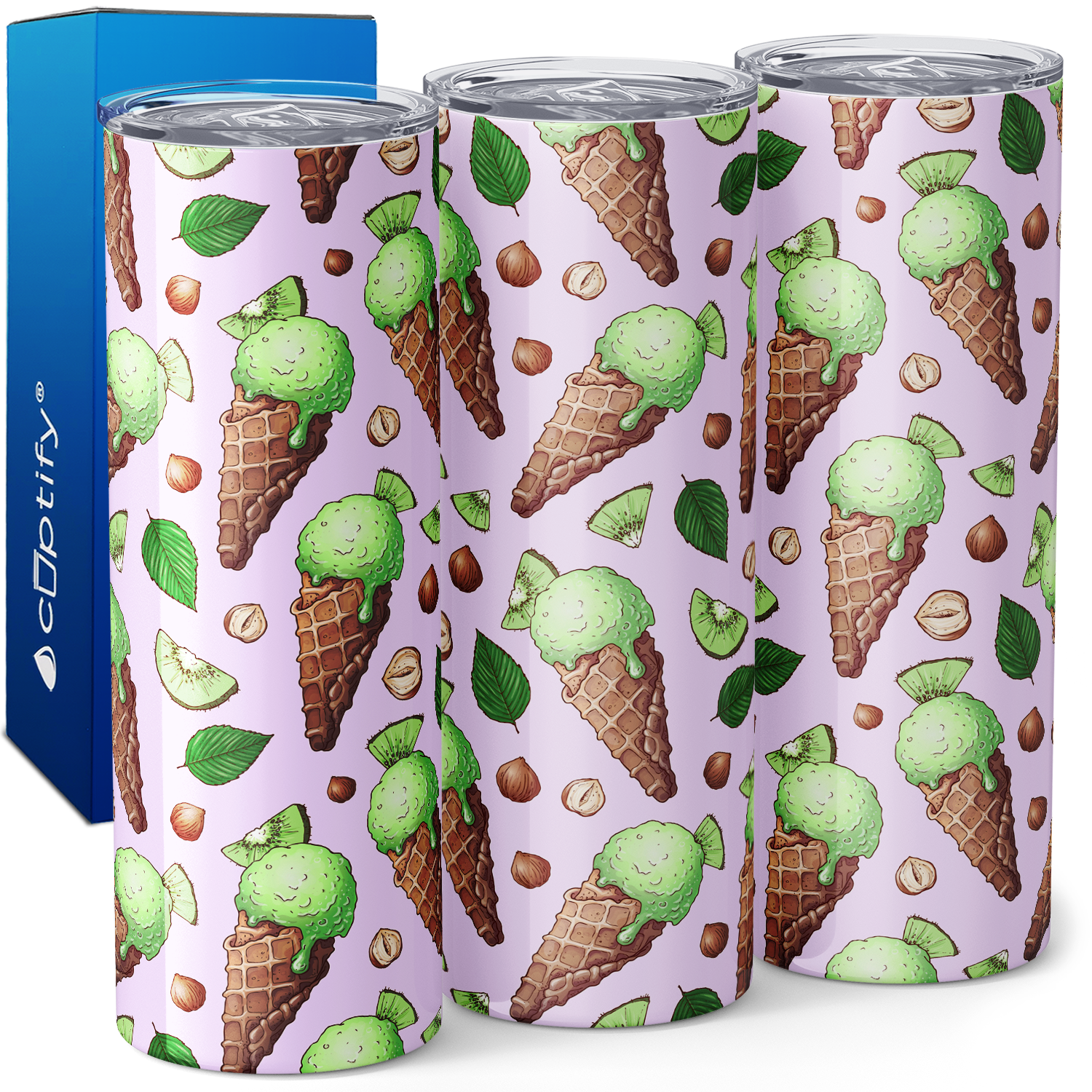 Kiwi Mint Ice Cream Cones 20oz Skinny Tumbler