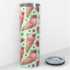 Strawberry Raspberry Ice Cream Cones 20oz Skinny Tumbler
