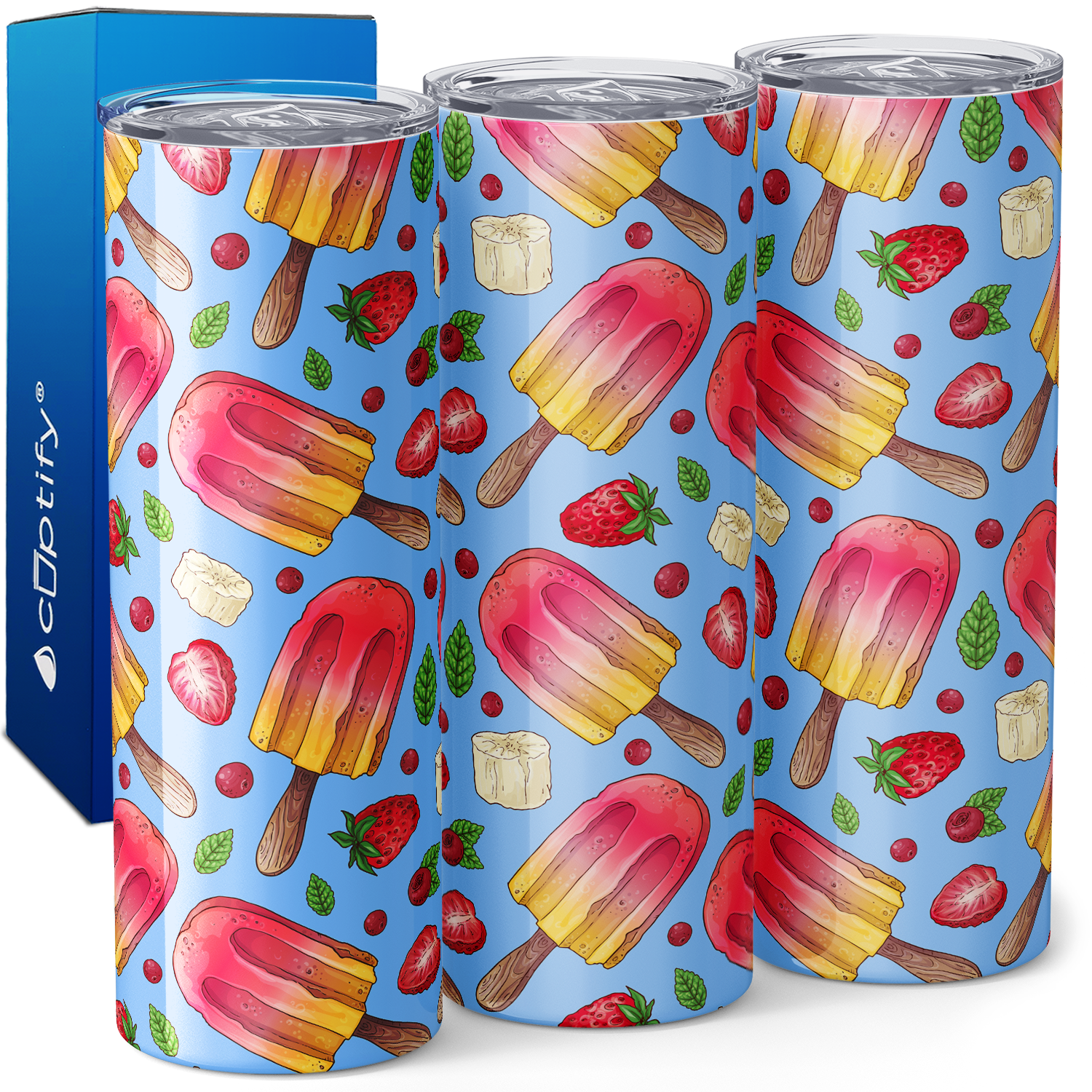 Strawberry Banana Popsicles 20oz Skinny Tumbler