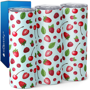 Strawberries Raspberries and Cherries 20oz Skinny Tumbler