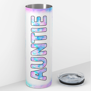 Auntie Blue Purple Pink Tie Dye 20oz Skinny Tumbler