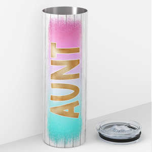 Aunt Teal and Pink with Flowers 20oz Skinny Tumbler