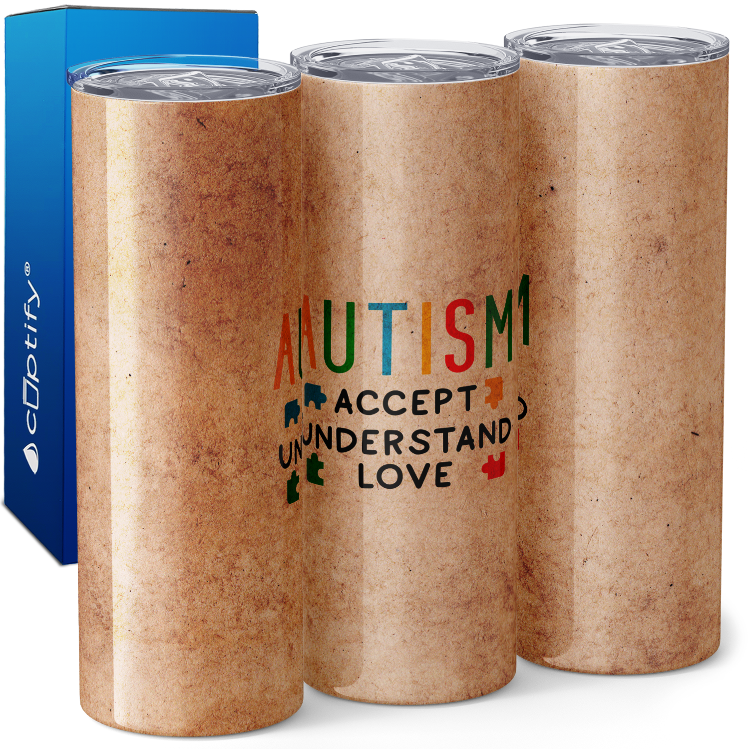 Autism Accept Understand Love 20oz Skinny Tumbler