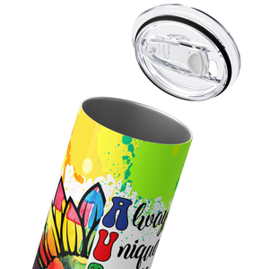 Autism Acrostic Rainbow Sunflower 20oz Skinny Tumbler