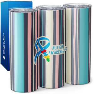 Autism Awareness Stripes 20oz Skinny Tumbler