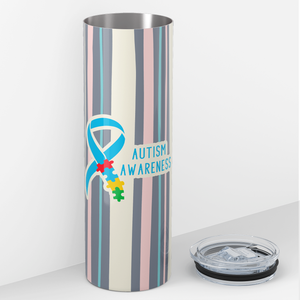 Autism Awareness Stripes 20oz Skinny Tumbler