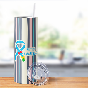 Autism Awareness Stripes 20oz Skinny Tumbler