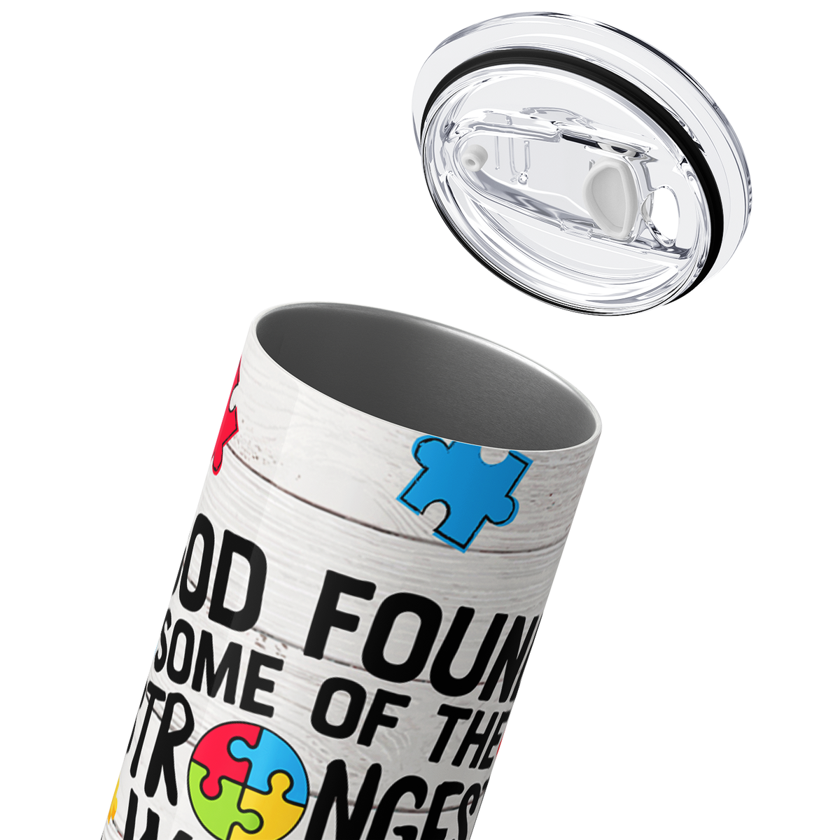 God Found Autism Moms 20oz Skinny Tumbler