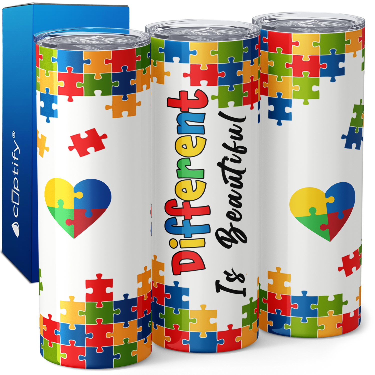 Different is Beautiful Puzzle 20oz Skinny Tumbler