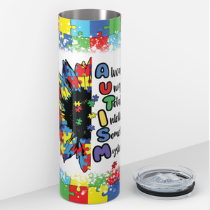 Autism Sunflower Acrostic 20oz Skinny Tumbler