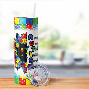 Autism Sunflower Acrostic 20oz Skinny Tumbler