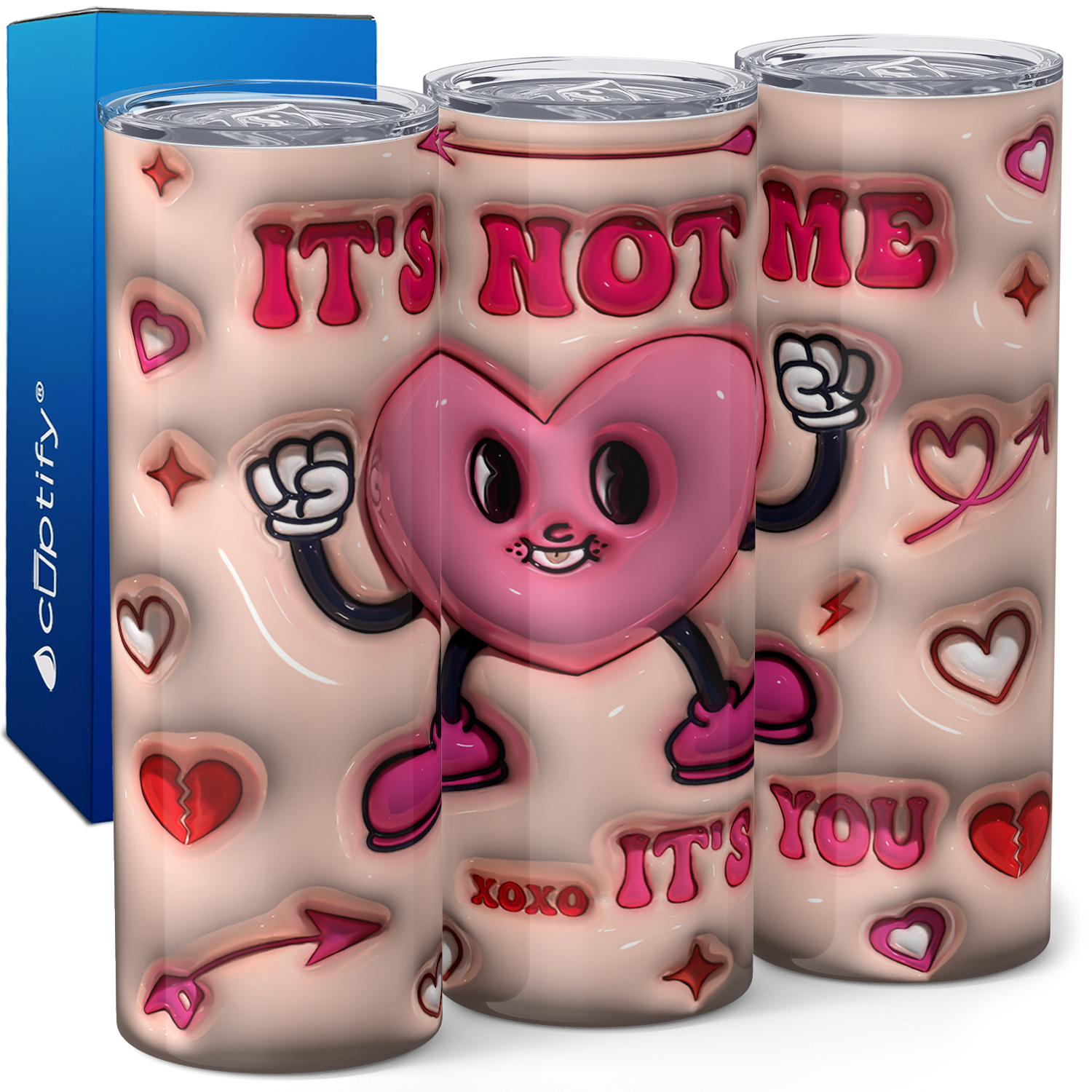 Inflated It's Not me It's You Valentine Heart 20oz Skinny Tumbler