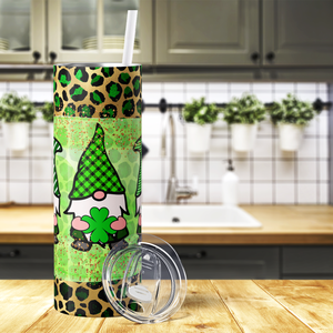 St. Patrick's Gnomes with Leopard 20oz Skinny Tumbler