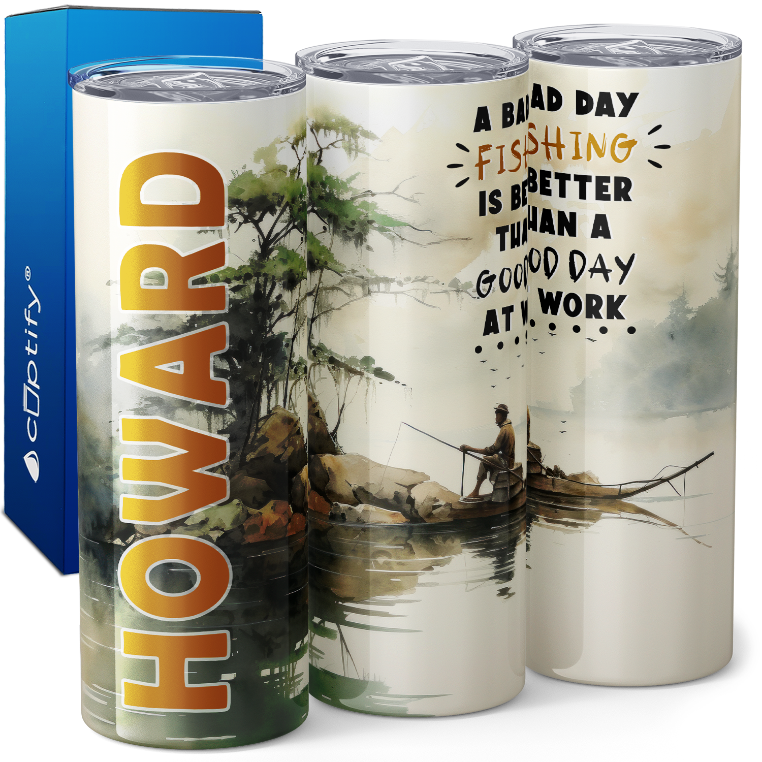 Personalized A Bad Day Fishing is Better 20oz Skinny Tumbler
