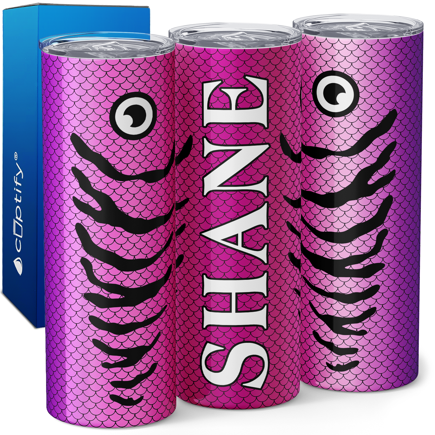 Personalized Pink Purple Fishing Lure 20oz Skinny Tumbler