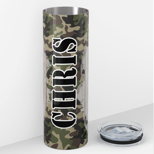 Personalized All I need is Fishing Camo Gnome 20oz Skinny Tumbler
