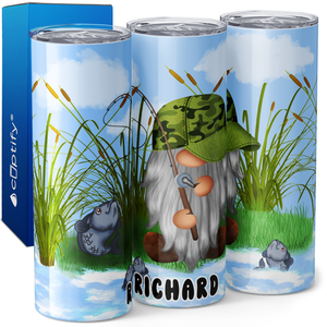 Personalized Fishing Gnome 20oz Skinny Tumbler