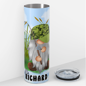 Personalized Fishing Gnome 20oz Skinny Tumbler