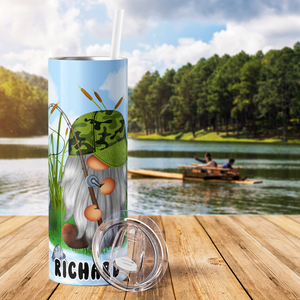 Personalized Fishing Gnome 20oz Skinny Tumbler