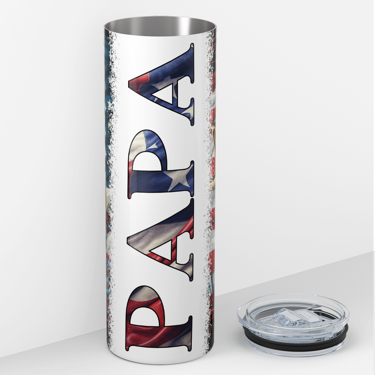 Papa Fishing American Flag 20oz Skinny Tumbler