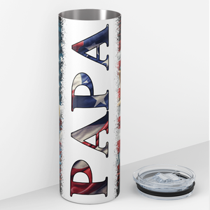 Papa Fishing American Flag 20oz Skinny Tumbler