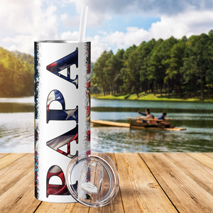 Papa Fishing American Flag 20oz Skinny Tumbler