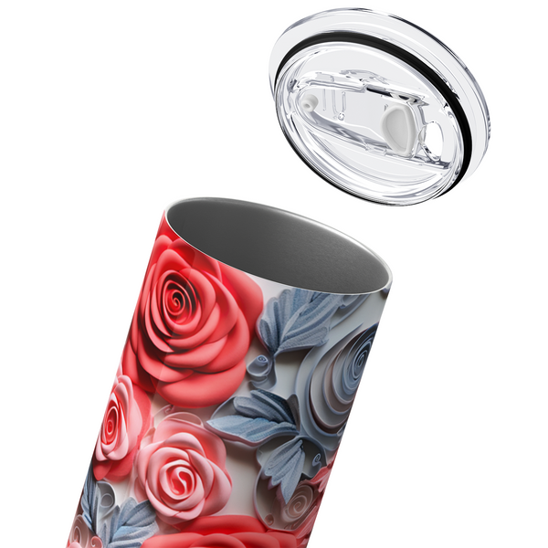 Roses and Leaves 3D 20oz Skinny Tumbler - Cuptify