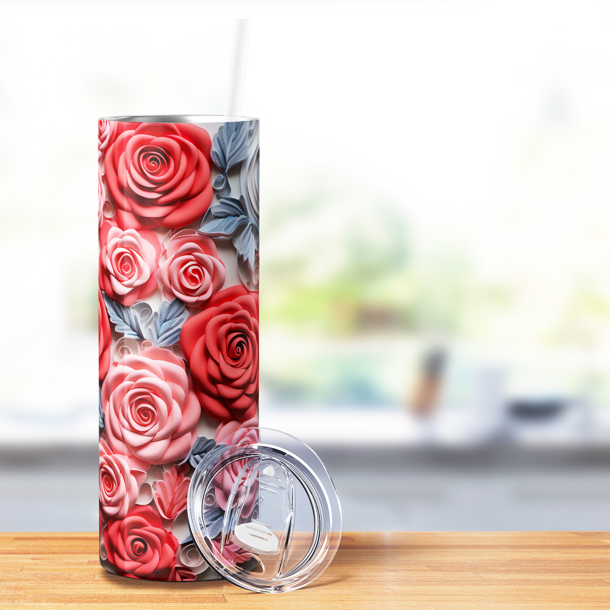 Roses and Leaves 3D 20oz Skinny Tumbler