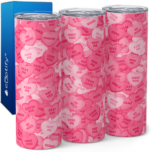 Pink Candy Conversation Hearts 20oz Skinny Tumbler