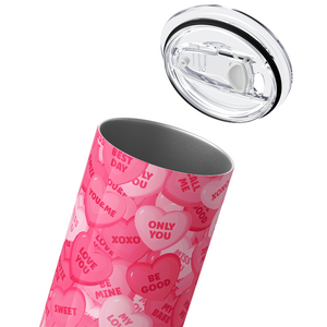 Pink Candy Conversation Hearts 20oz Skinny Tumbler