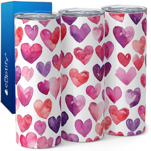 Watercolor Hearts 20oz Skinny Tumbler