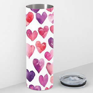 Watercolor Hearts 20oz Skinny Tumbler