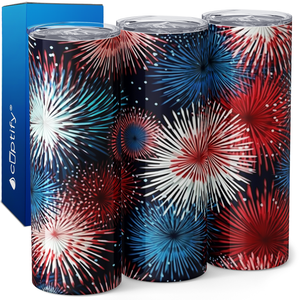 Red White and Blue Fireworks 20oz Skinny Tumbler