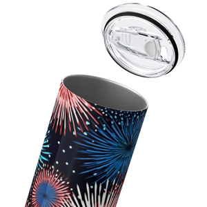 Red White and Blue Fireworks 20oz Skinny Tumbler