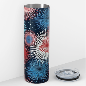 Red White and Blue Fireworks 20oz Skinny Tumbler