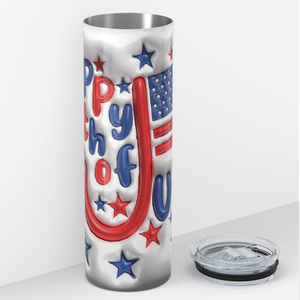 Happy 4th of July Inflated Balloon 20oz Skinny Tumbler