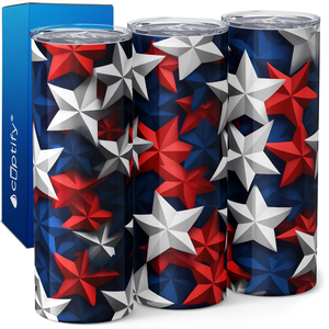 Red White and Blue Paper Stars 20oz Skinny Tumbler