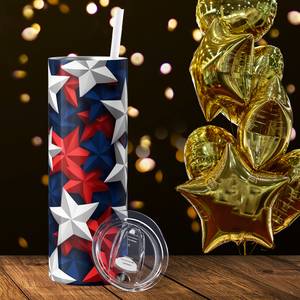 Red White and Blue Paper Stars 20oz Skinny Tumbler