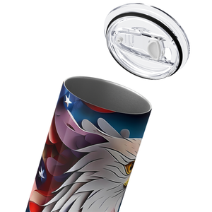Red White and Blue Flowers and Eagle 20oz Skinny Tumbler