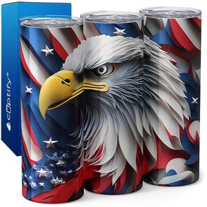 Eagle on Red White and Blue 20oz Skinny Tumbler